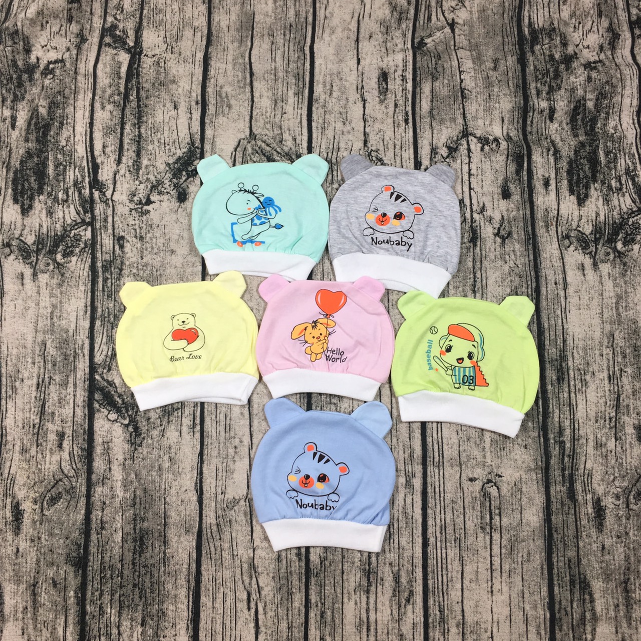 Combo gồm 5 Mũ sơ sinh cho bé trai/ bé gái chất liệu cotton an toàn cho bé sơ sinh