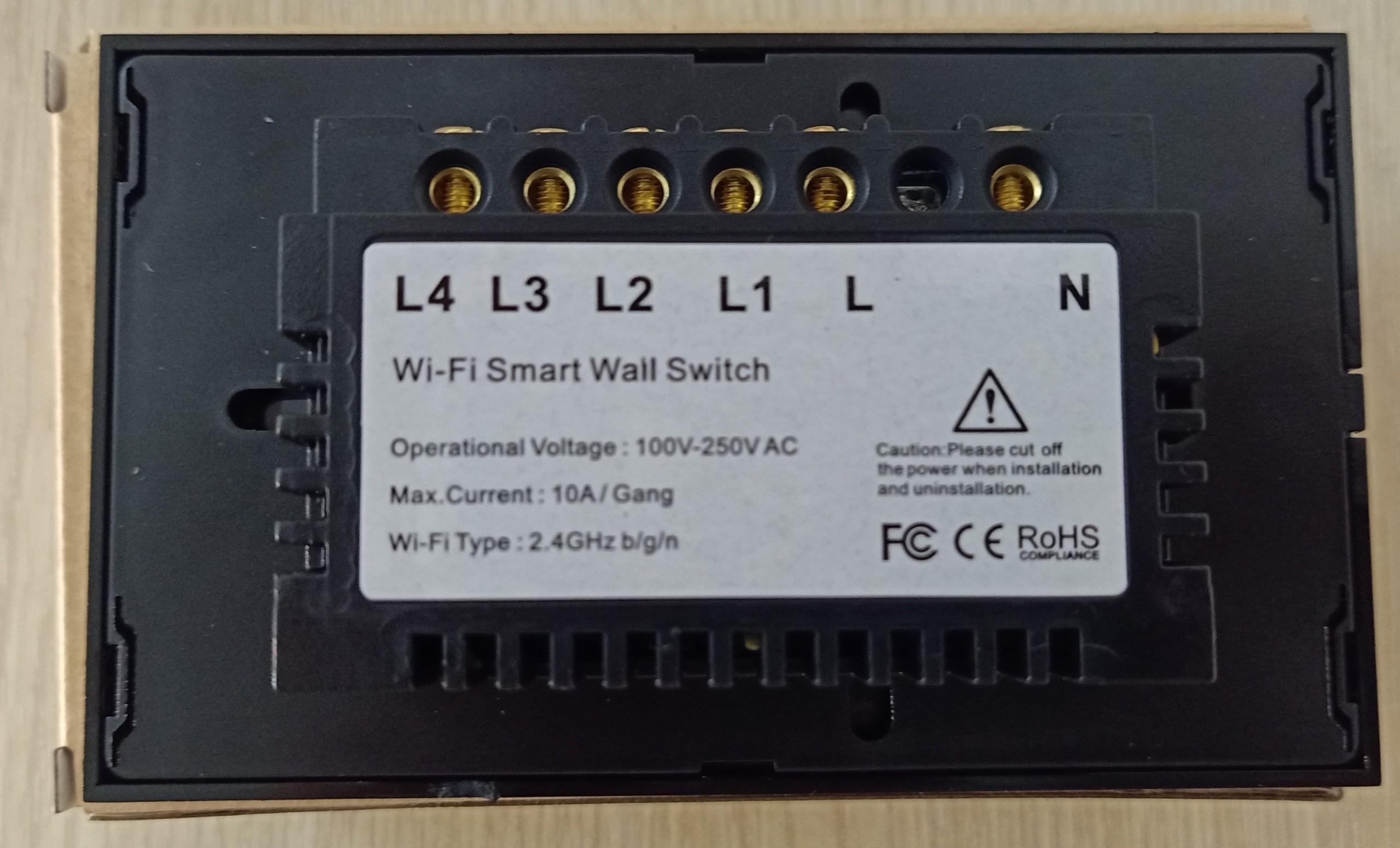 Công tắc Wifi Tuya cảm ứng 4 nút - HCN màu đen. BH 12 tháng