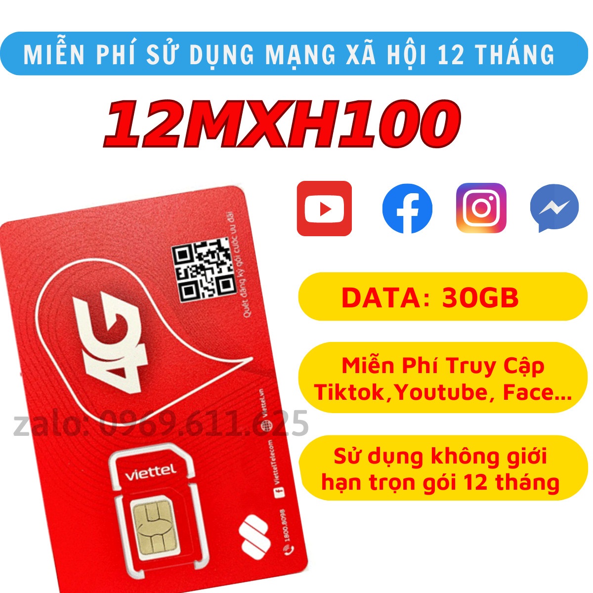 Sim 4G Viettel 12MXH100 Vào Mạng Trọn Gói 1 Năm - 10 Tỷ G Data Truy Cập Mạng Không Giới Hạn , Xem Youtube Tiktok Thả Ga - KHÔNG CẦN NẠP TIỀN. FREESHIP - CHƯA KÍCH HOẠT.