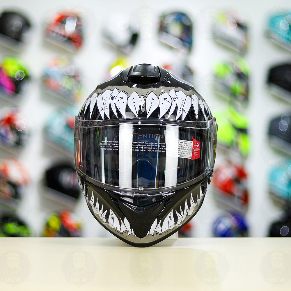 Mũ Fullface YOHE 981 Dán Tem Venom Xám