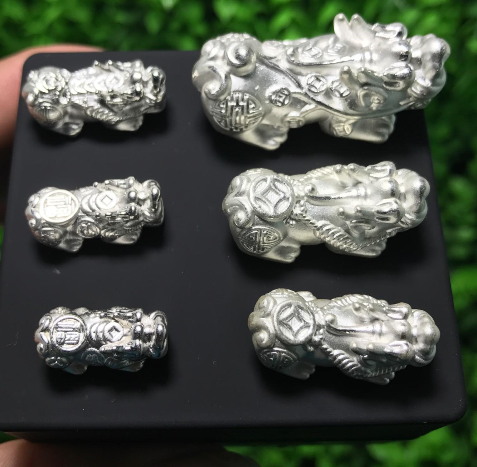Tỳ hưu bạc mix vòng phong thủy size 2.2cm (mix với đá 10li)