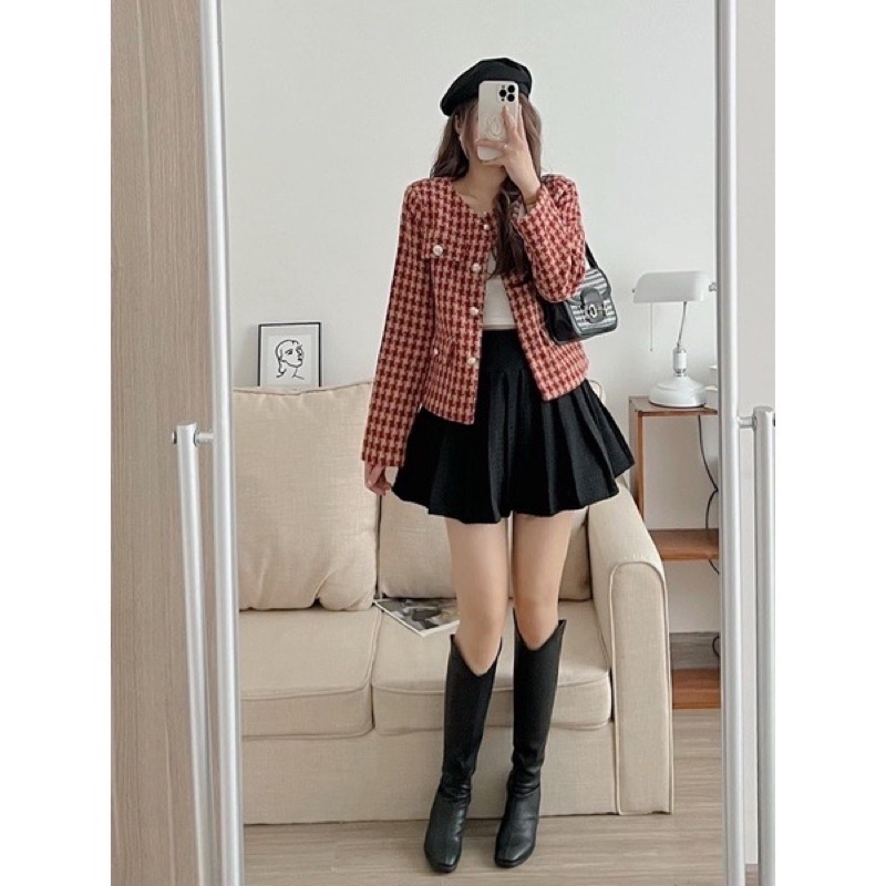 Áo Khoác dạ kẻ ( có đệm vai)