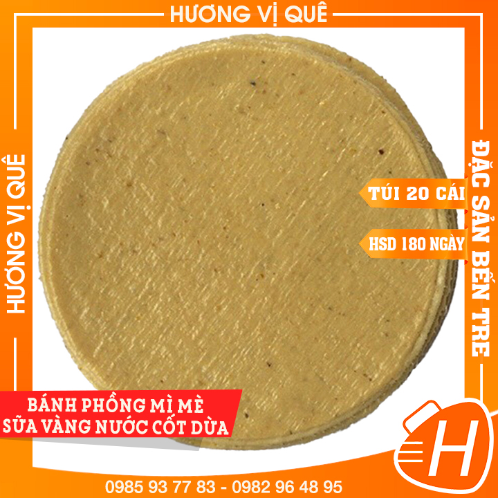 Bánh phồng mì mè sữa vàng nước cốt dừa sơn đốc - túi 20 cái - đặc sản bến tre