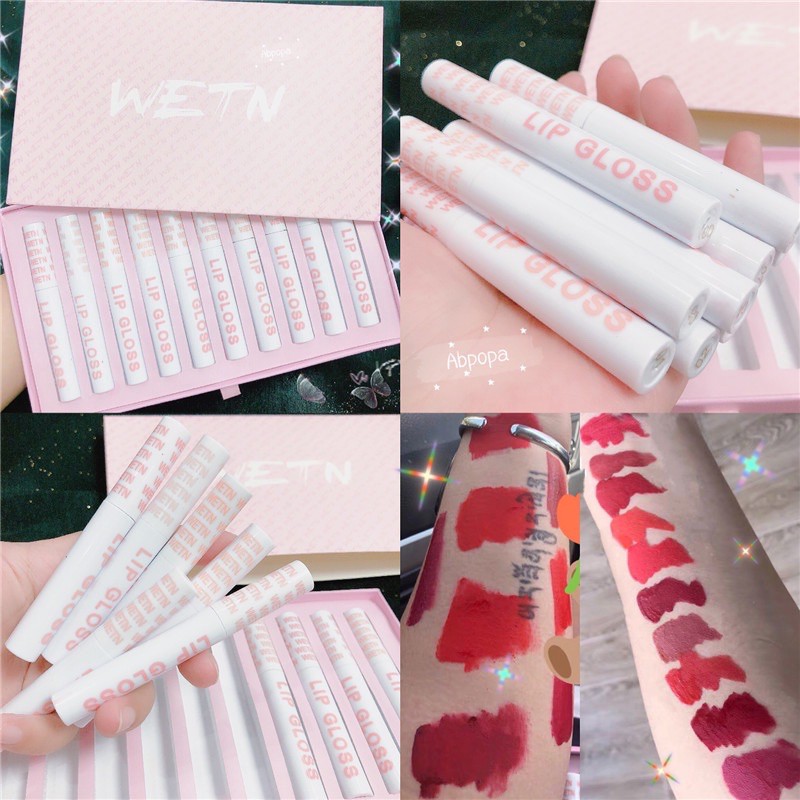 SET SON LIPGLOSS WETN 10 CÂY Nội địa Trung SET SON KEM LÌ WENT 10 CÂY Ce nào thích trải nghiệm nhiều màu son thì rinh ngay set này về nha đảm bảo k làm ce thất vọng đâu ạ