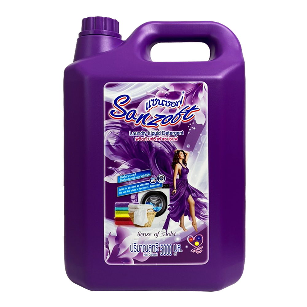 Nước giặt xả đậm đặc Thái Lan SANZOFT Sense of Violet hương nồng nàn 5000ml - can tím