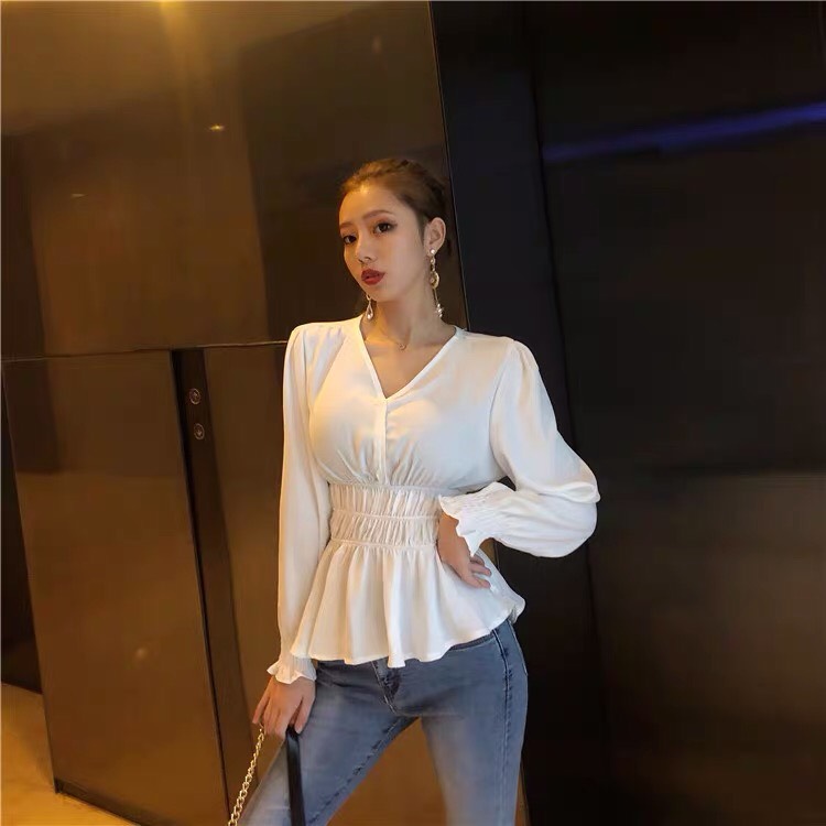 Áo voan bo eo cổ V tà xòe cực đáng yêuTTSA0167