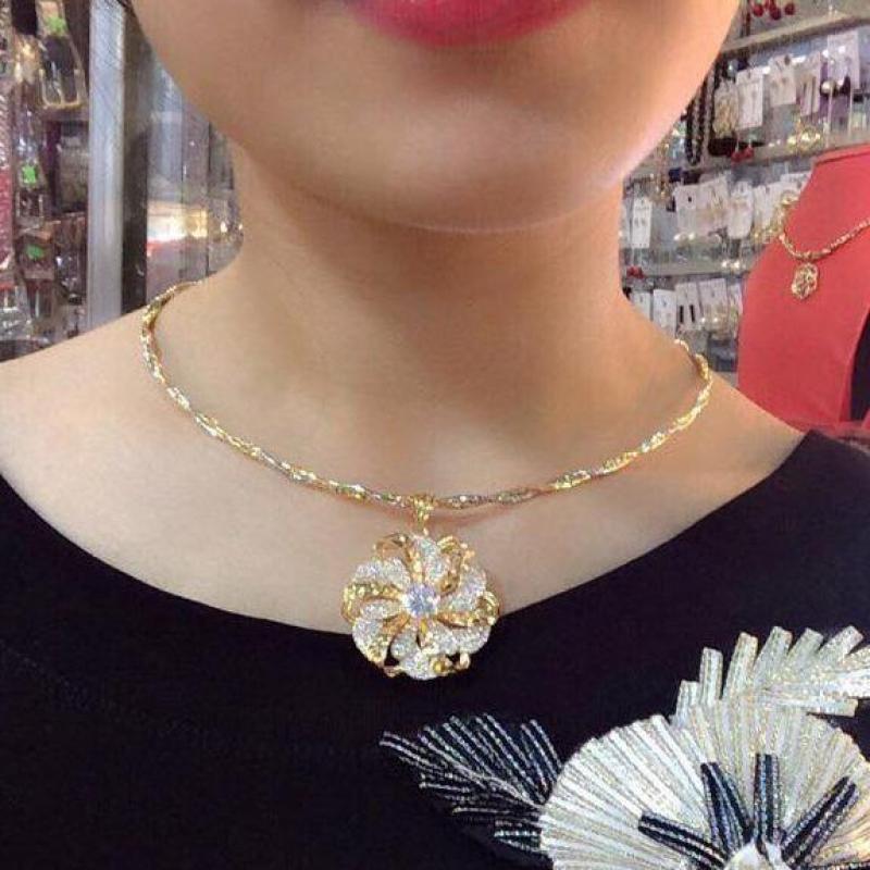 Kiềng Nữ Xi Vàng 18k HOa Anh Đào 2 Tầng Cao Cấp Gadoshop
