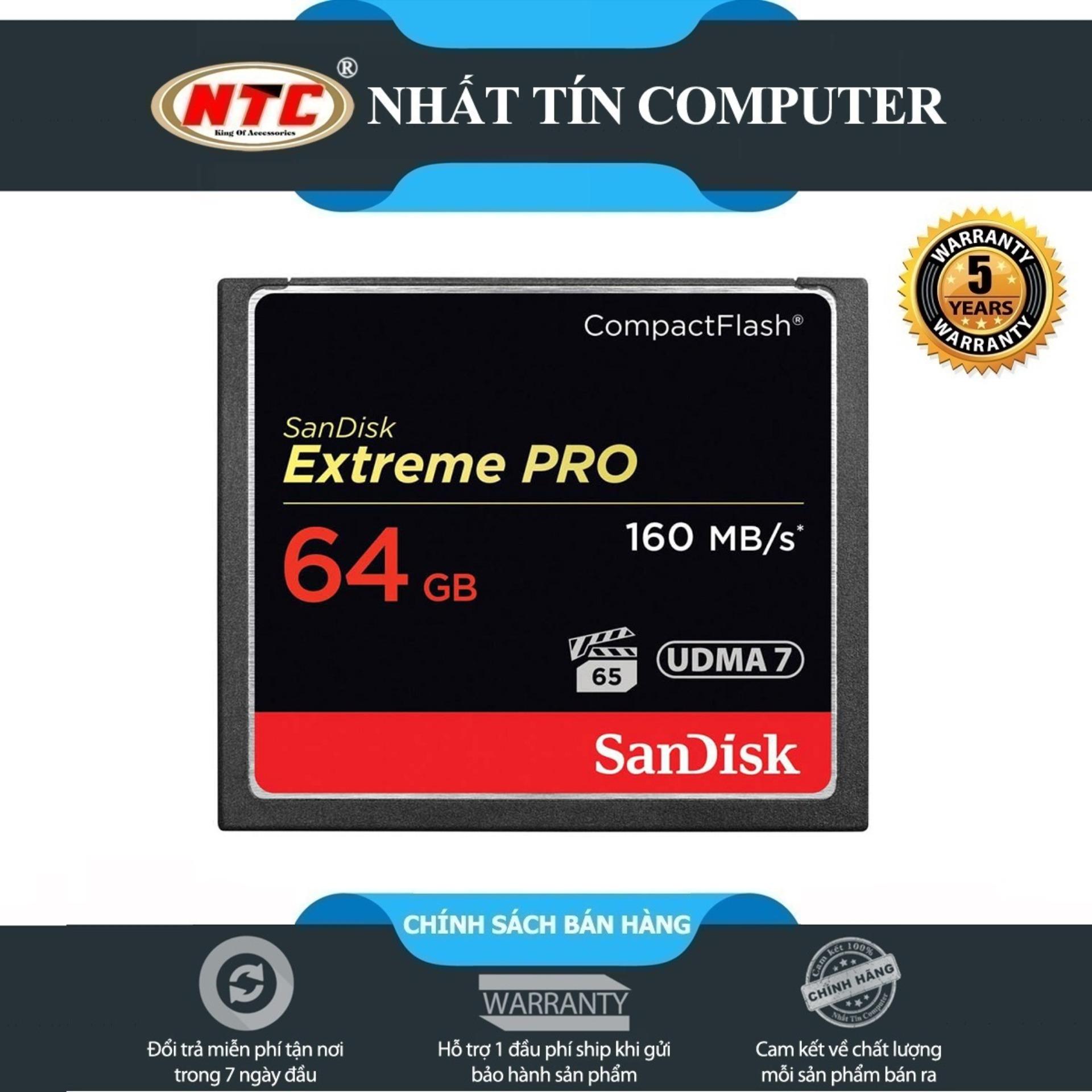 Thẻ nhớ CompactFlash (CF) SanDisk Extreme Pro 1067X 64GB đọc 160MB/s ghi 150MB/s - cho máy cơ chuyên dụng (Đen) Nhất Tín Computer