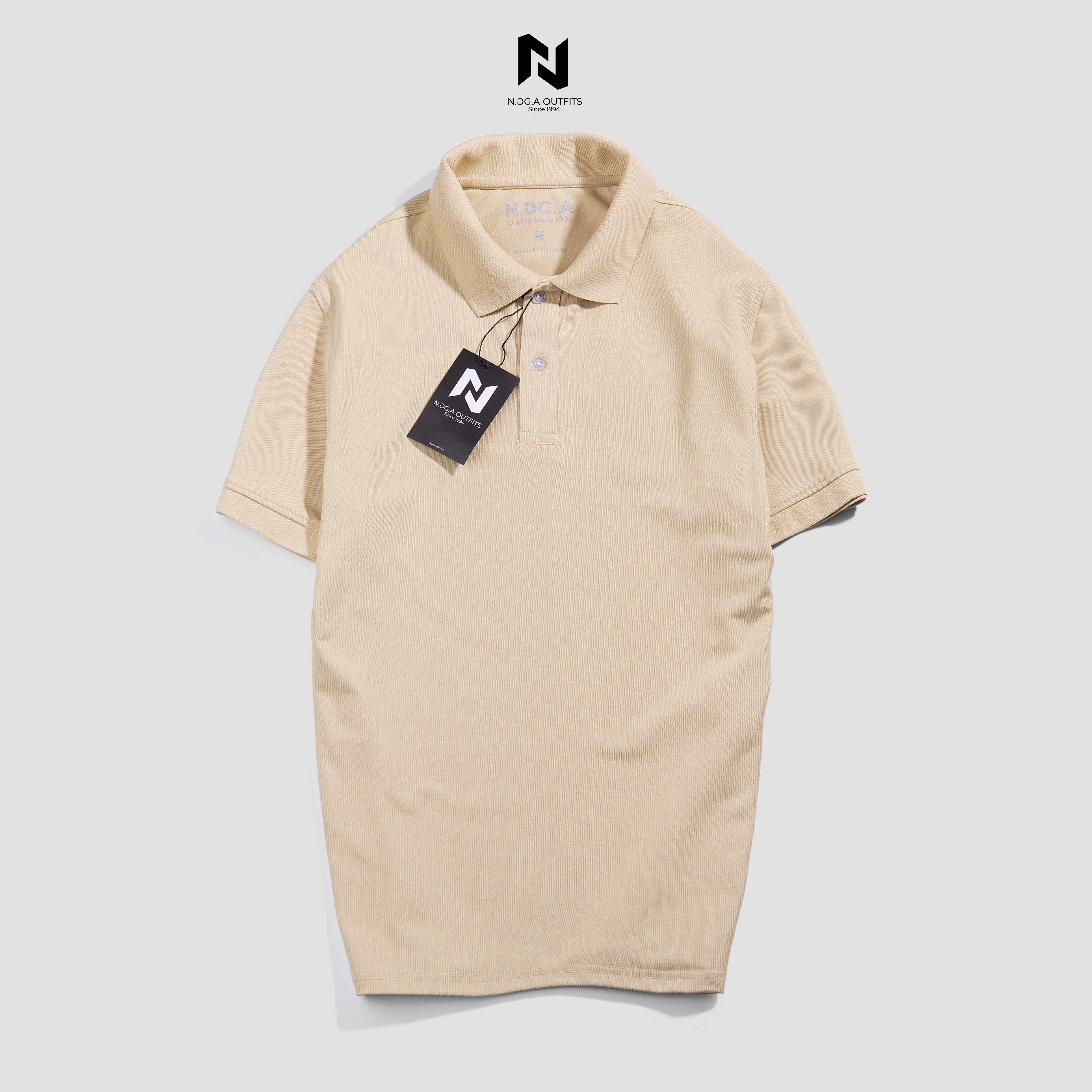 Áo polo nam n.gg.a chất cotton - be nhạt