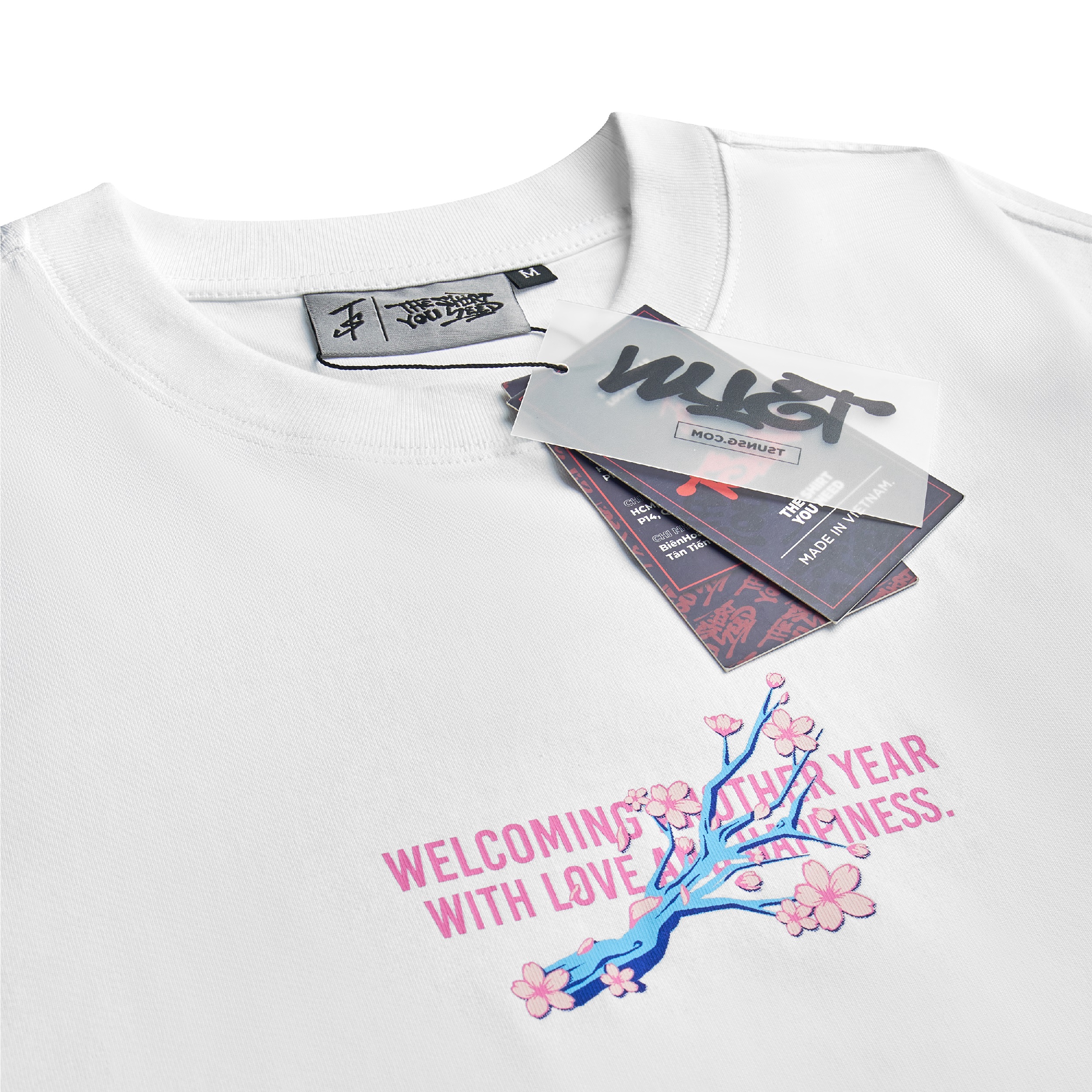 Áo Thun Tết TSUN CherryBlossom - Hoa Đào - In Lụa - [UNISEX] - Đỏ/Trắng/Đen