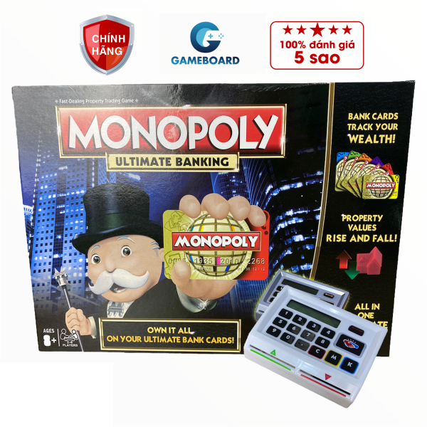 Cờ tỷ phú monopoly có hướng dẫn cách chơi bằng tiếng anh,game board phiên bản cải tiến ngân hàng tự động 4.0 cao cấp