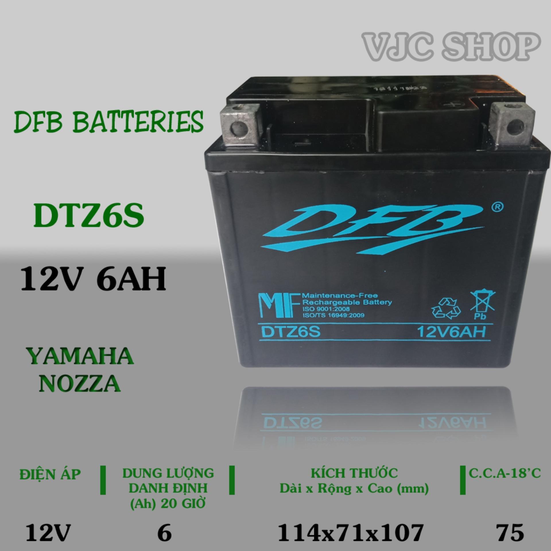 Bình ắc quy xe Yamaha Nozza hãng DFB Batteries dung lượng 12V 6AH