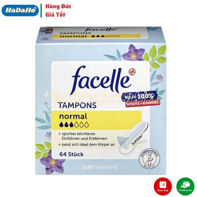 Tampon Facelle - Băng vệ sinh Tampon Facelle Normal Limitierte 3 giọt 64st - Băng vệ sinh dạng nút - Nội địa Đức