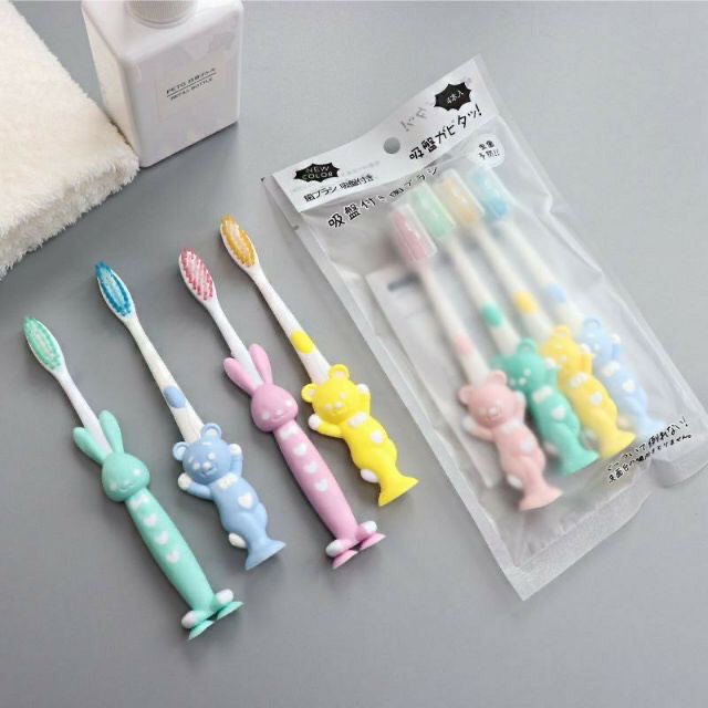 Set 4 bàn chải đánh răng cho bé hình thỏ gấu cho bé