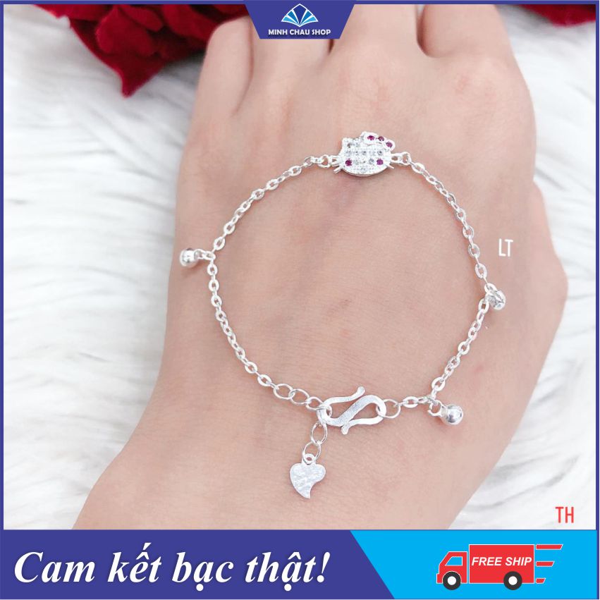 Lắc tay bạc Hello Kitty cho bé gắn chuông