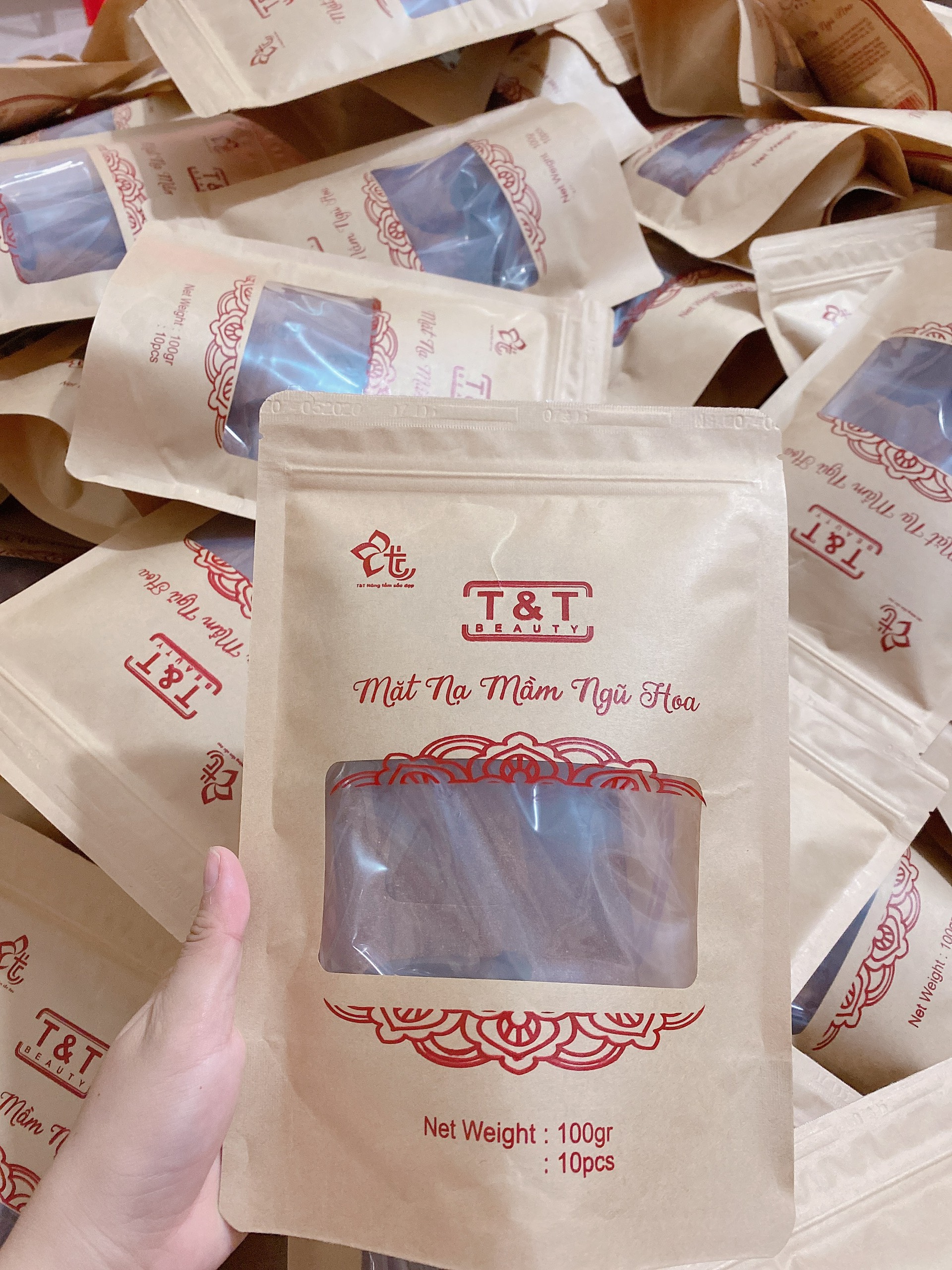 Mặt nạ miếng ngũ hoa ( mặt nạ rong biển ) bịch 10 miếng