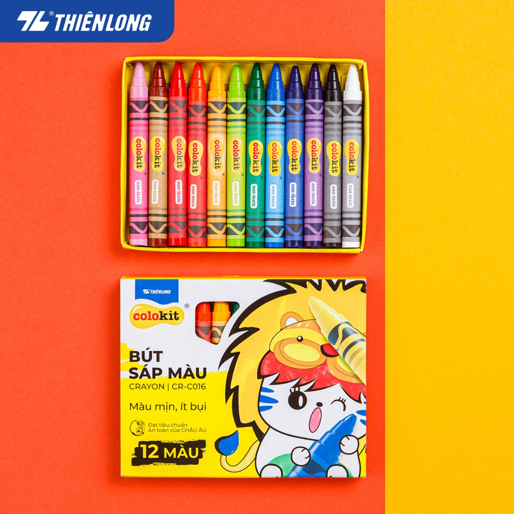 Bút sáp màu Thiên Long Colokit 12 Màu an toàn cho trẻ em CR-C016