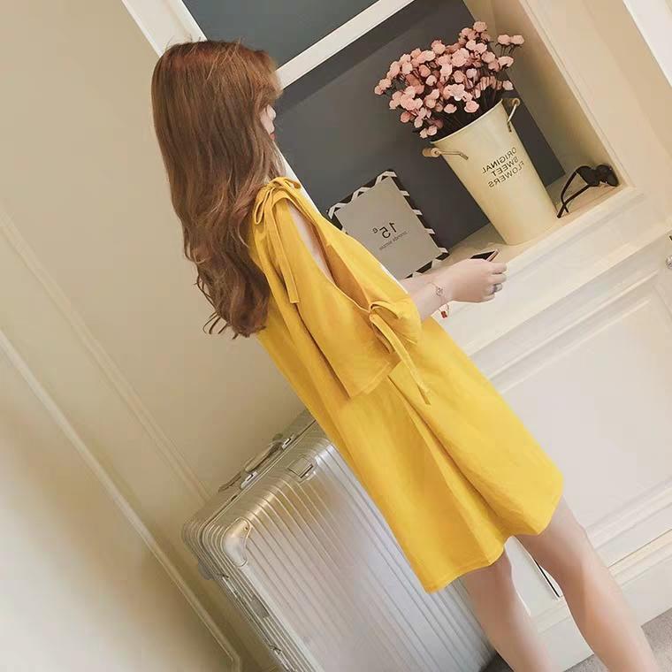 [HCM]Đầm suông phối nơ tay siêu dễ thương HL
