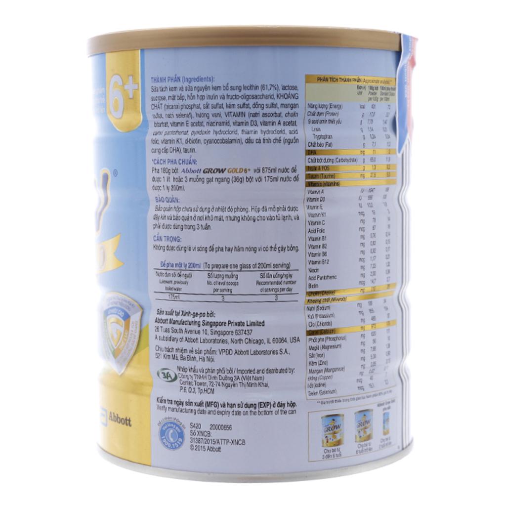 Sữa Bột Abbott Grow Gold 6+ Hộp 900g (Cho trẻ từ 6 tuổi trở lên)