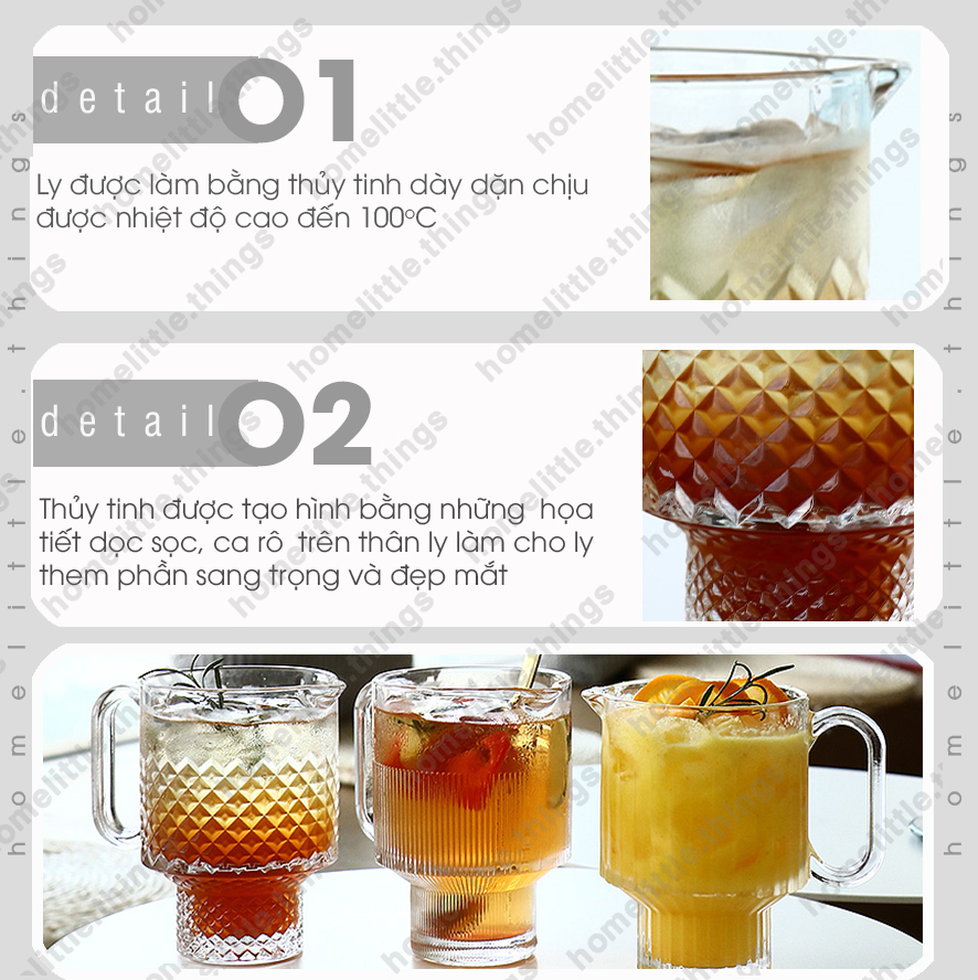 Ly, cốc thủy tinh uống nước cà phê 650ml