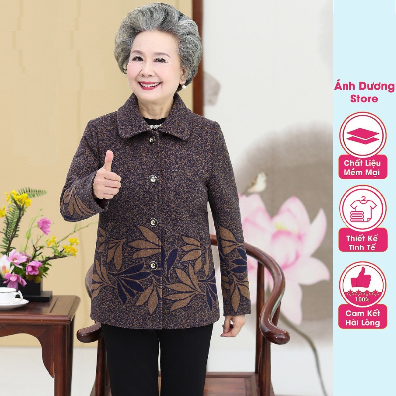 Áo khoác cho người già, áo khoác dạ nữ trung niên tặng bà tặng mẹ