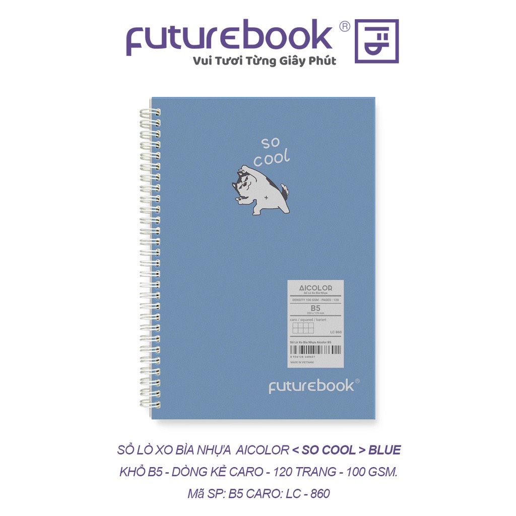 Sổ Lò Xo Bìa Nhựa Aicolor B5 Caro 120 Trang 100 GSM. VPP FUTUREBOOK. MSP: LC860. Giao mẫu ngẫu nhiên.