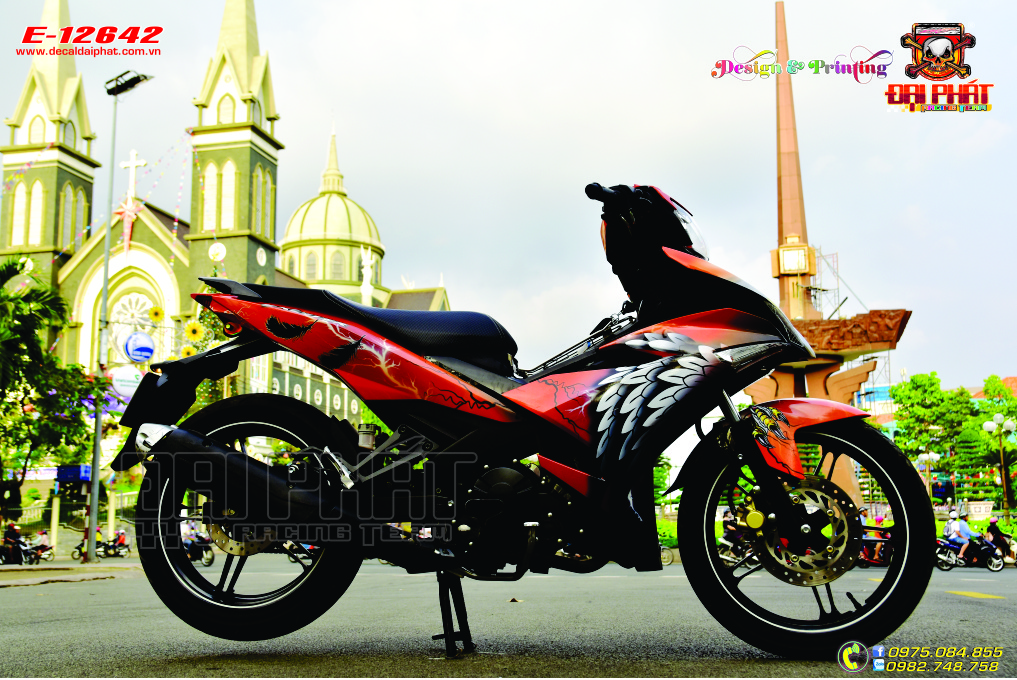 Tem Trùm Xe Exciter 150 Đại Bàng Cam Đen