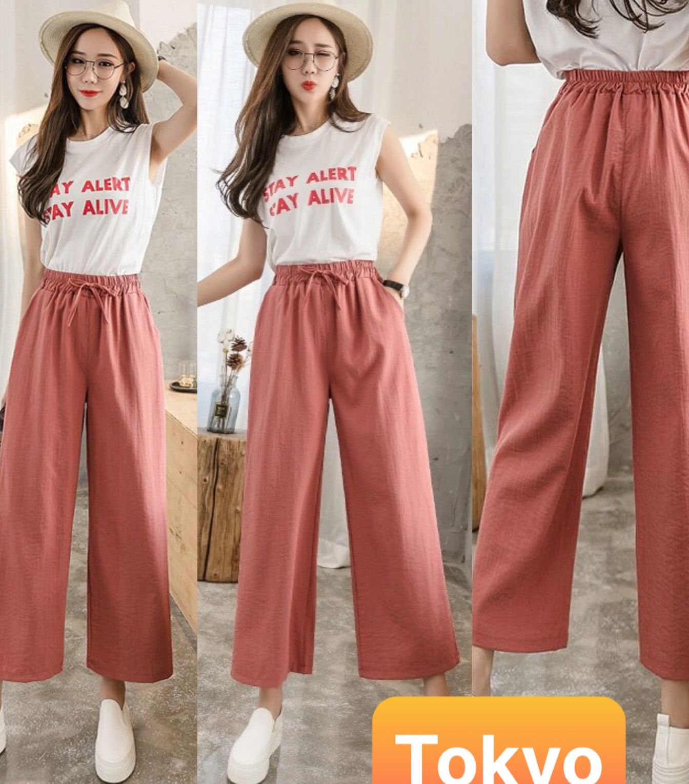 Quần ống suông rộng nữ , quần culottest chất đũi xước cao cấp phối sang chảnh sành điệu trend hè - tokyo fashion