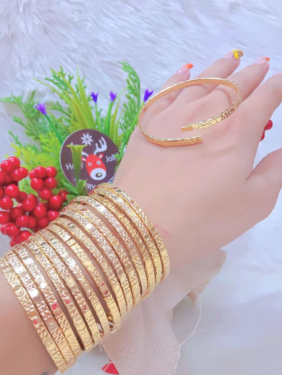 Vòng Tay Ximen Nữ Khóa Vàng Thật - Giống Vàng Thật 99% - V1002230 - Thiết Kế Hàn Quốc - Bền Màu, Chất Liệu Lõi Bạc Không Đen - bo ximen vang tay, bo ximen vang 18k, bo vong ximen vang 18k 4 chi, bo vong ximen vang 24k