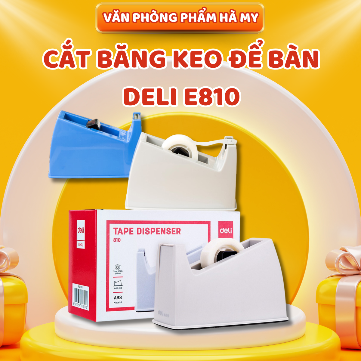 Cắt băng keo văn phòng để bàn Deli E810
