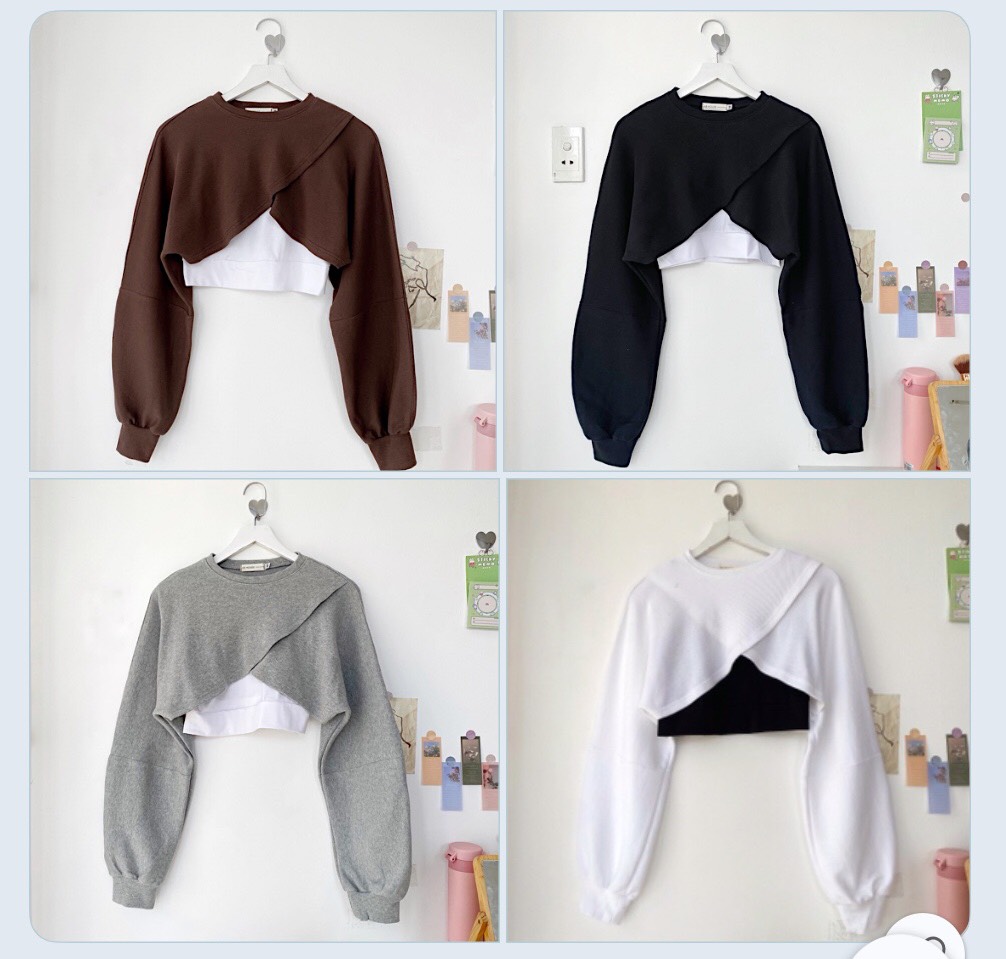 SET ÁO CẶP 2 MÓN CROPTOP ĐẮP CHÉO