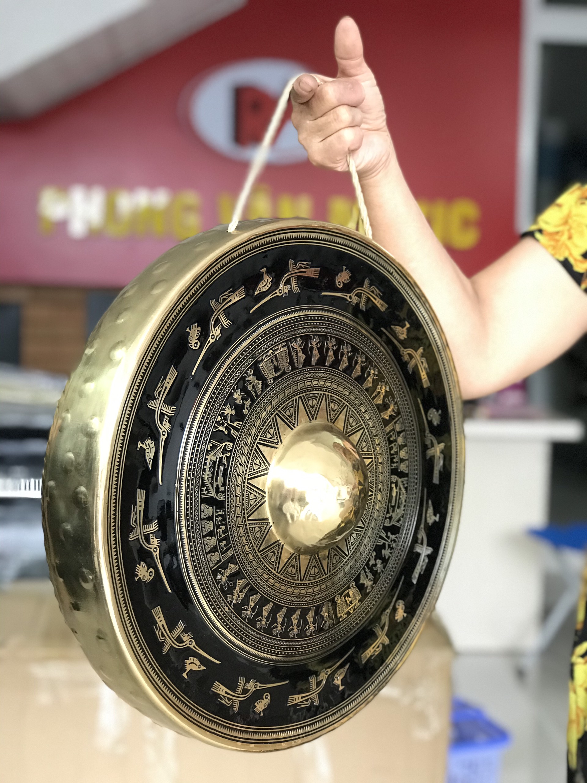 Chiêng đồng 40cm 4 tấc hình trống đồng