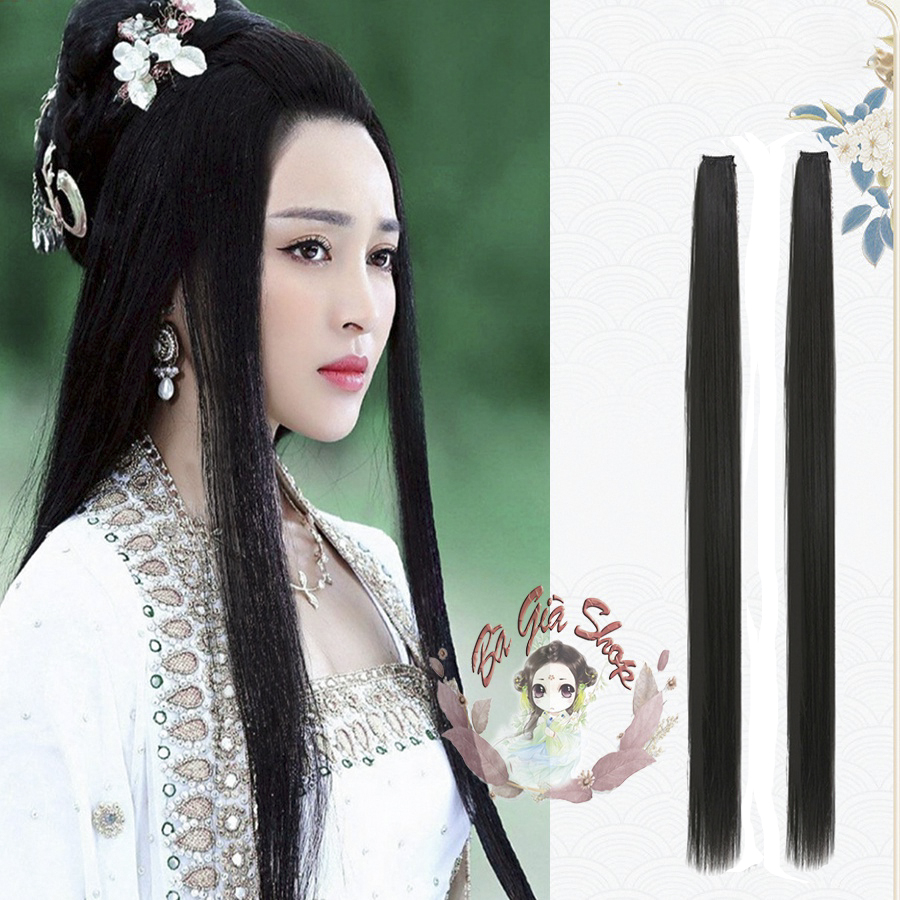 Pat tóc dài 2 bên theo cặp búi tóc giả cổ trang