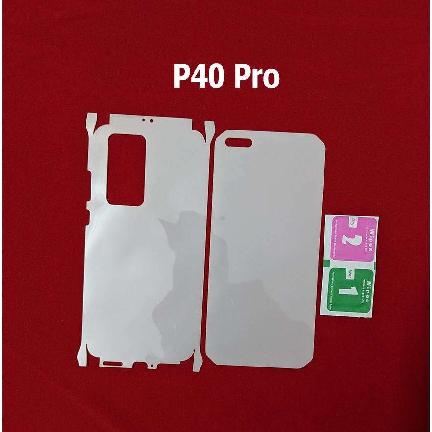 Combo miếng film dán PPF bóng loại xịn phủ full 99% lưng viền Huawei P40 Pro