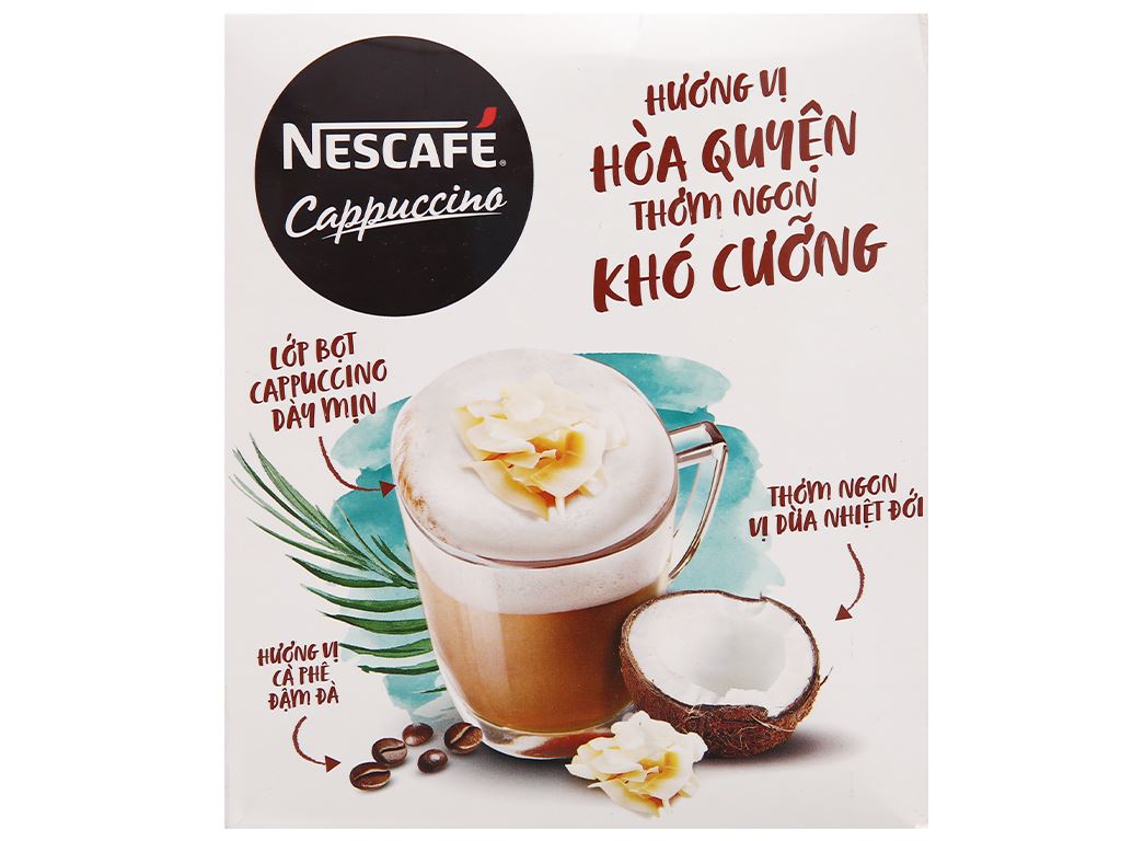 Cà phê hòa tan NESCAFÉ Cappuccino Vị Dừa (Hộp 10 gói x 20g)