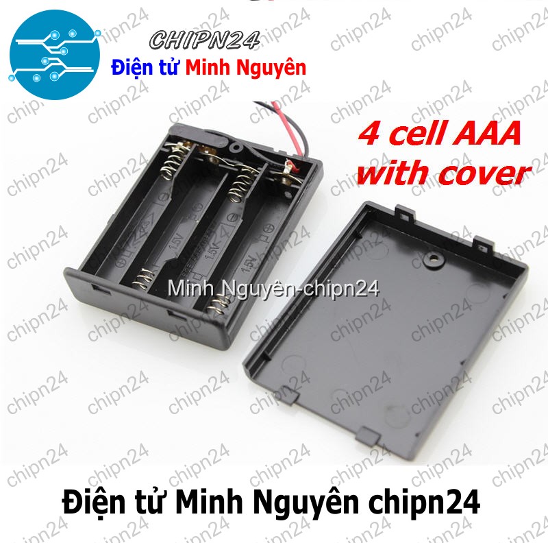 [1 cái] (C23) Hộp Đế pin 4 viên AAA (có nắp, có công tắc) - HH002031