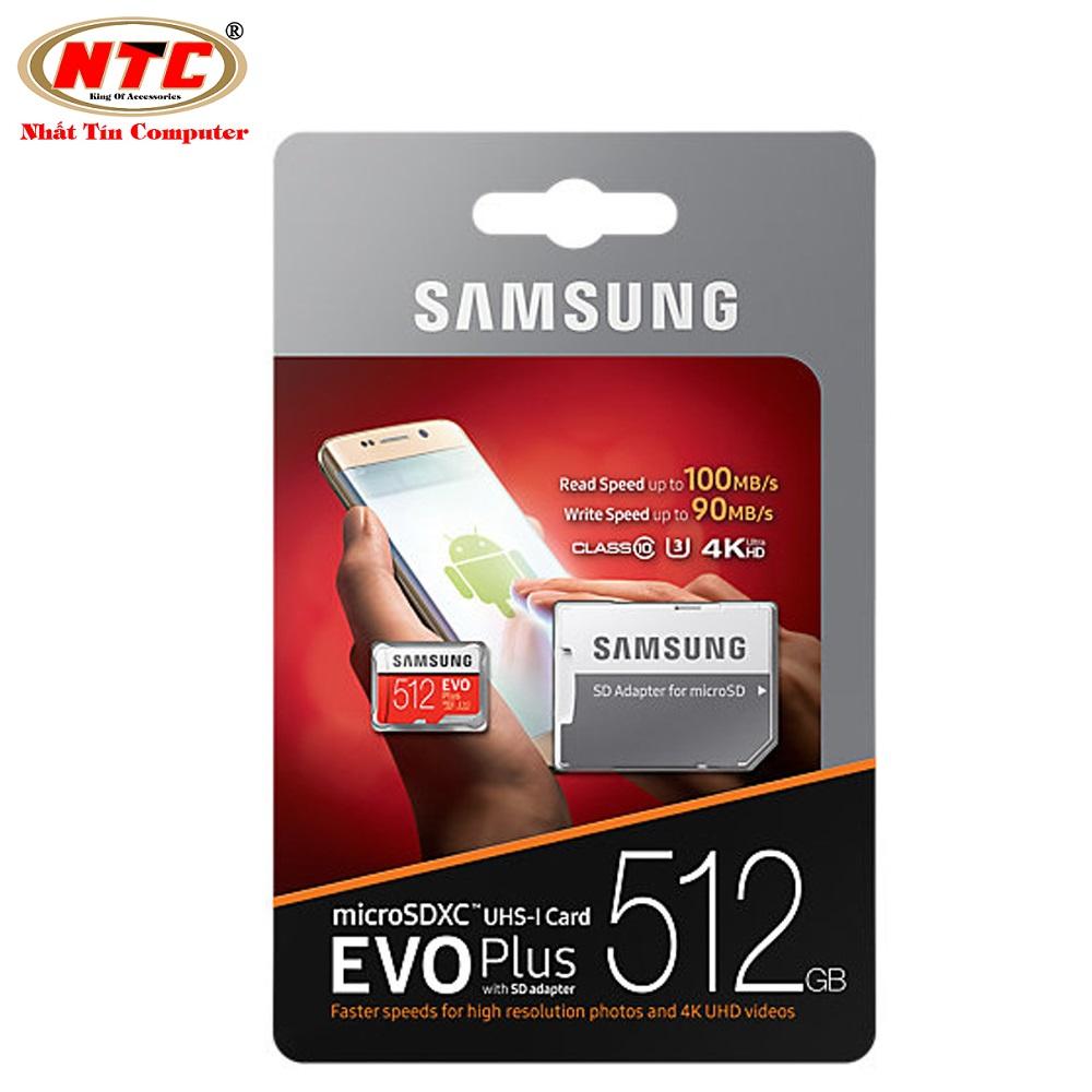 Thẻ nhớ MicroSDXC Samsung Evo Plus 512GB U3 4K 100MB/s - box Anh kèm Adapter (Đỏ)
