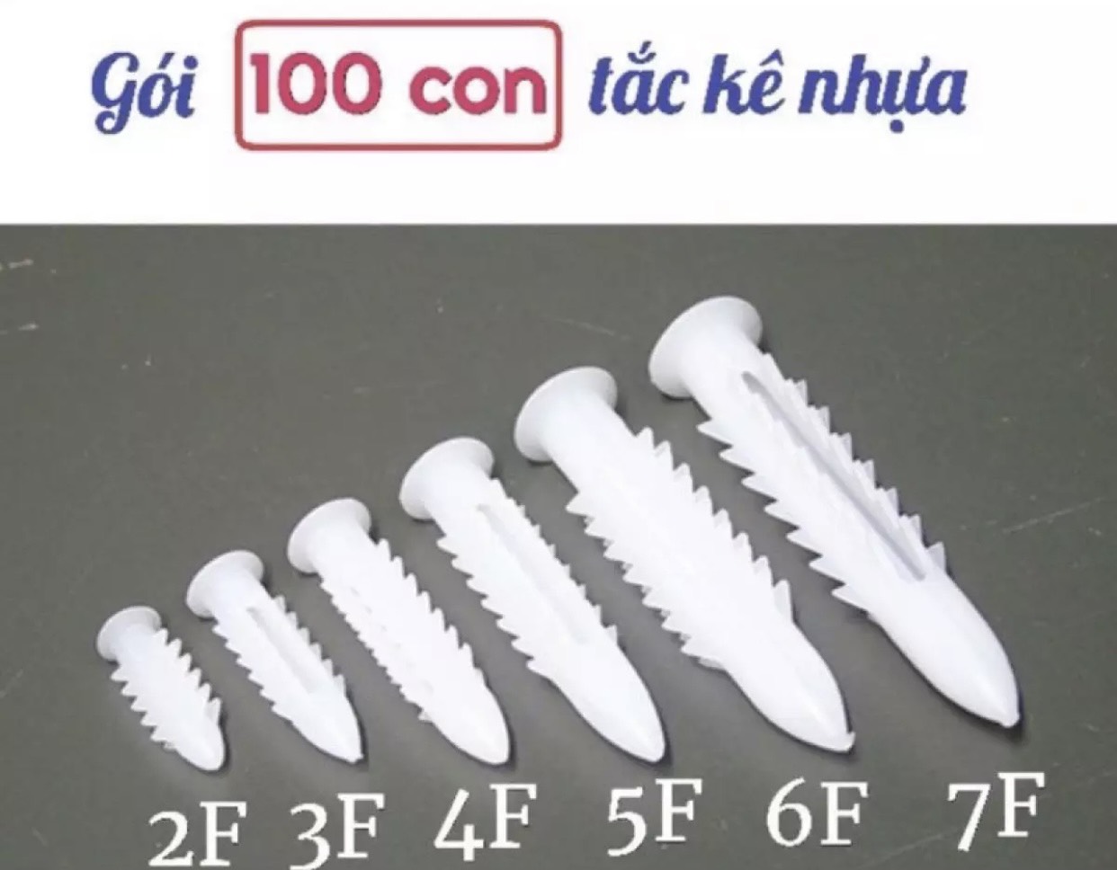 Gói 100 tắc kê nhựa ( nở nhựa ) khía trắng