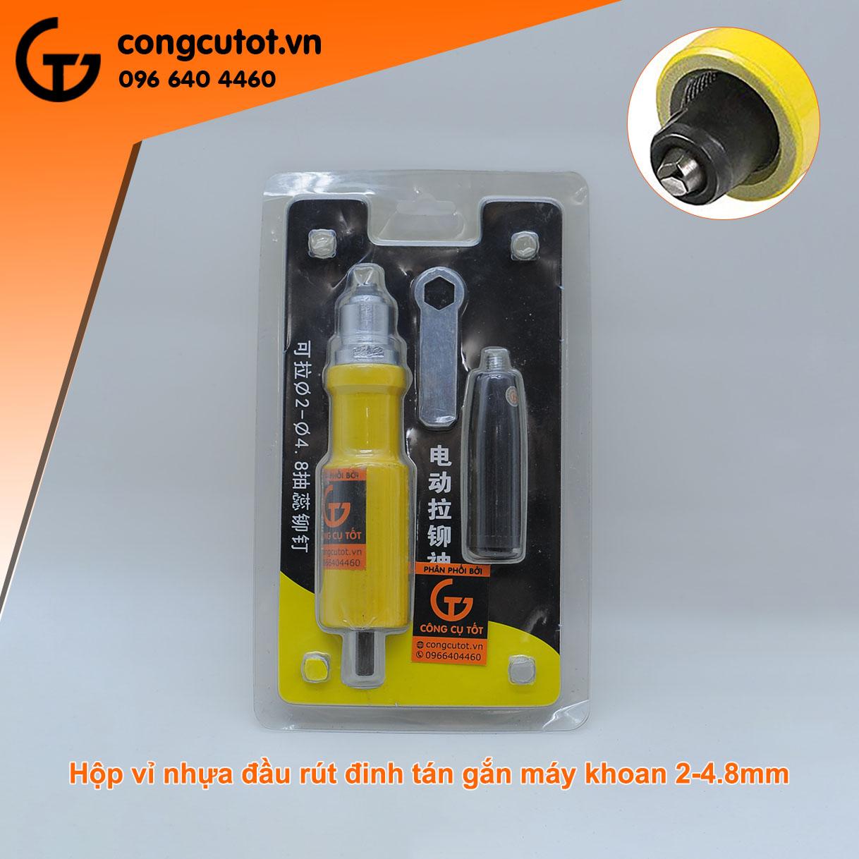 Đầu rút đinh tán gắn máy khoan 2-4.8mm
