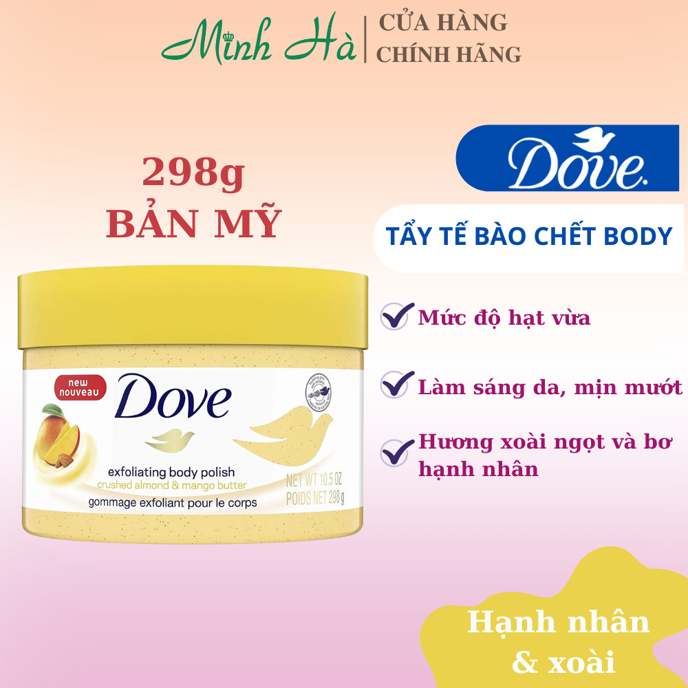 HOÀN TIỀN 15% - Tẩy tế bào chết Dove 298g giúp dưỡng da mịn màng tươi sáng