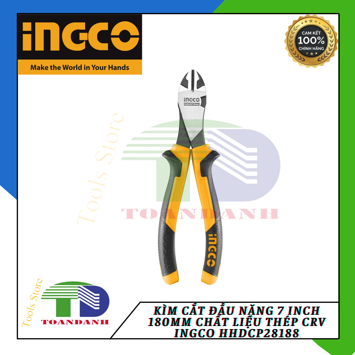 Kềm cắt đầu nặng 7"/180mm hhdcp28188 ingco