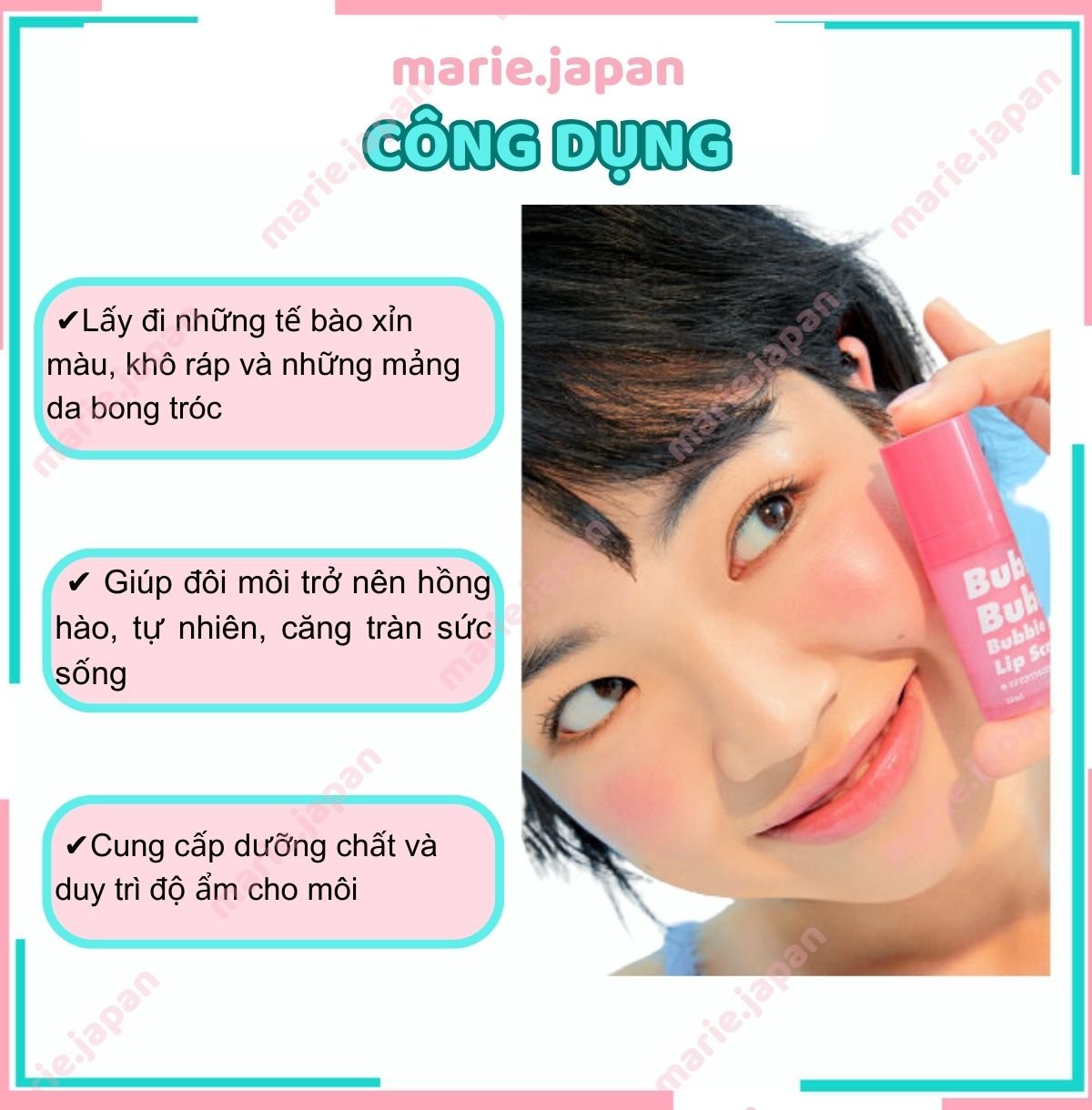 Tẩy Tế Bào Chết Môi Bubi Bubi Bubble Lip Scrub Red Sủi Bọt 10ml