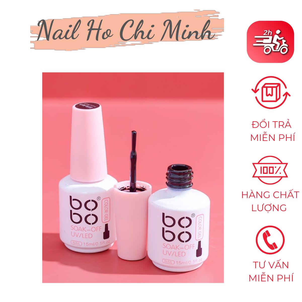 [HCM]Sơn Gel bobo Đen, Trắng và Đỏ - Chai 15ml