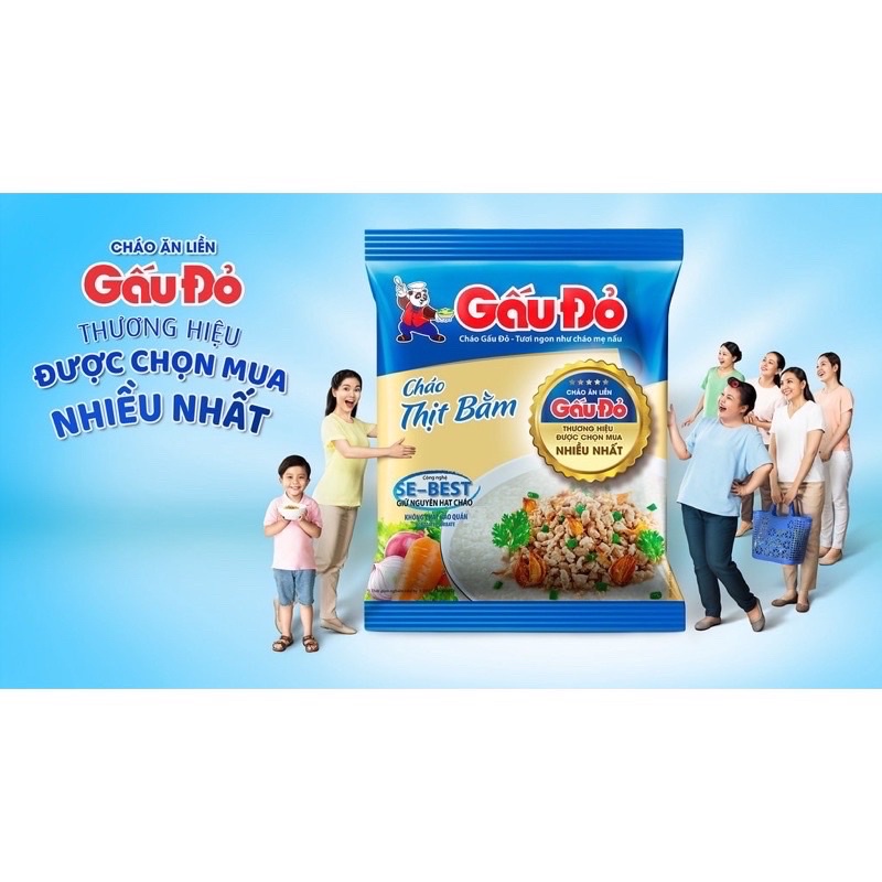 Combo 5 gói cháo gấu đỏ thịt bằm 50g
