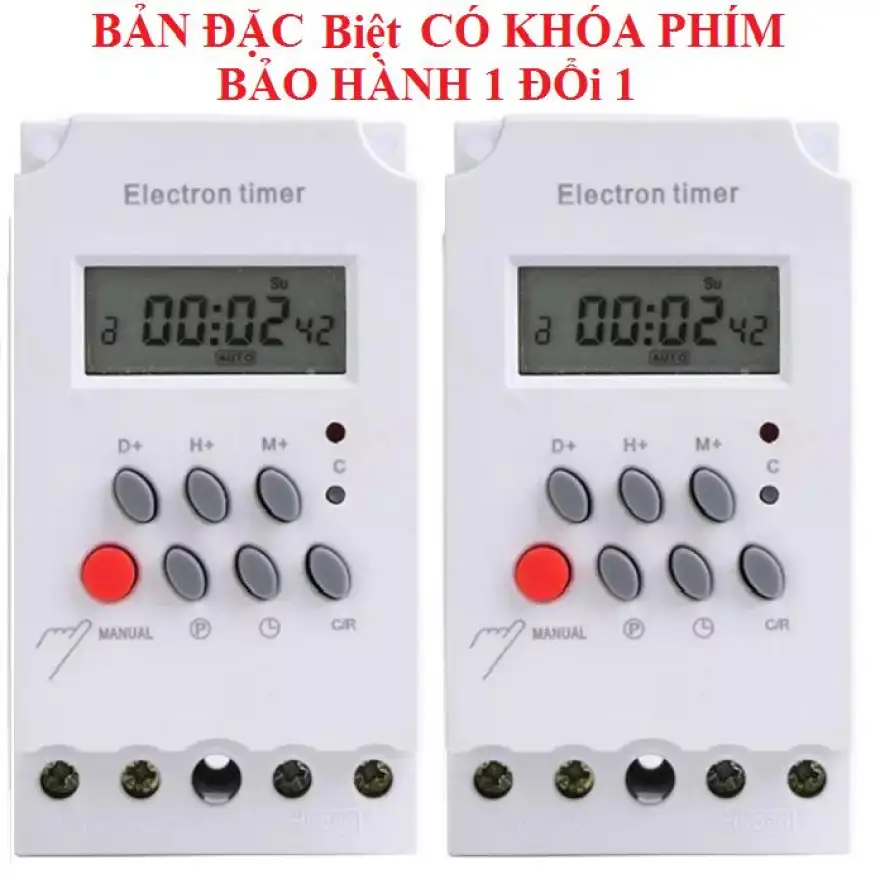 Bộ 02 công tắc điện hẹn giờ bật tắt điện tự động chuẩn công nghiệp electron timer KG316T-II có khóa phím