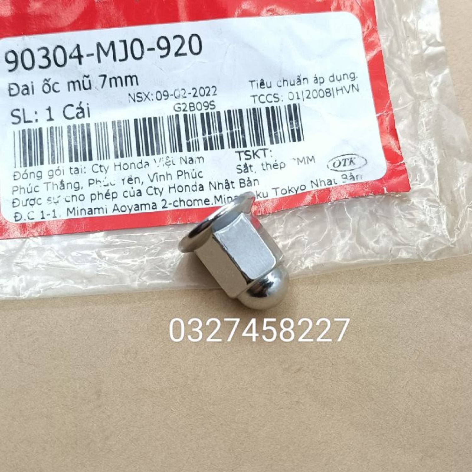 Đai ốc mũ 7mm, ốc cổ pô sh, đũa đầu bò quylat dream, wave zin honda