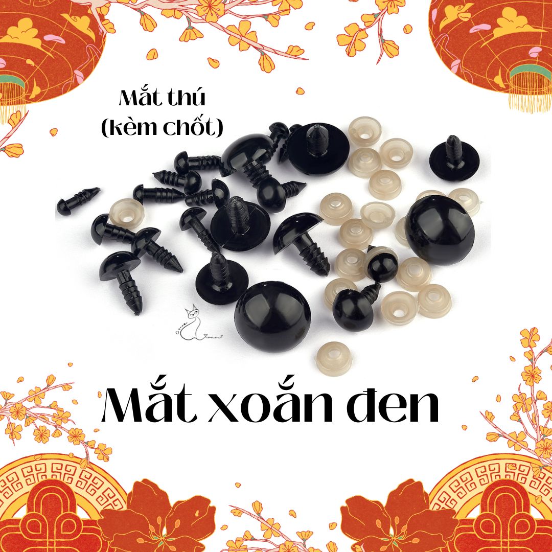 Mắt thú xoắn đen | Mắt thú có chốt cho thú len