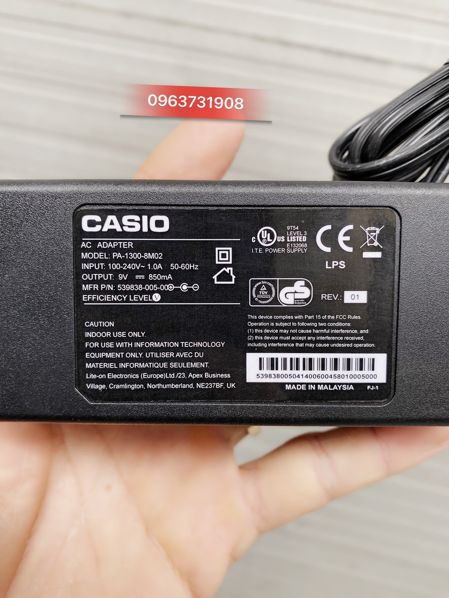 Dây nguồn đãn casio CTK-520L nguyên bản Casio phân phối