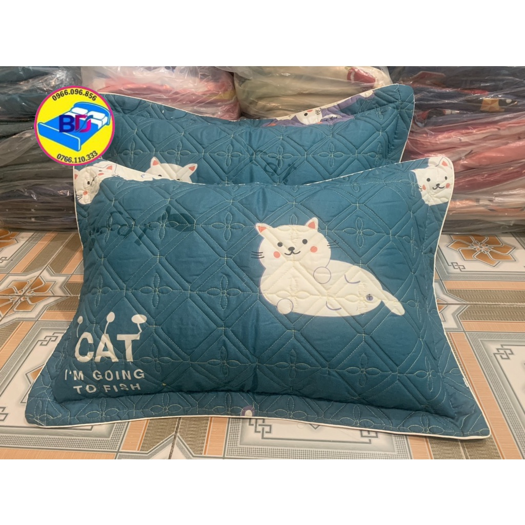 Vỏ gối trần bông cotton poly dày dặn