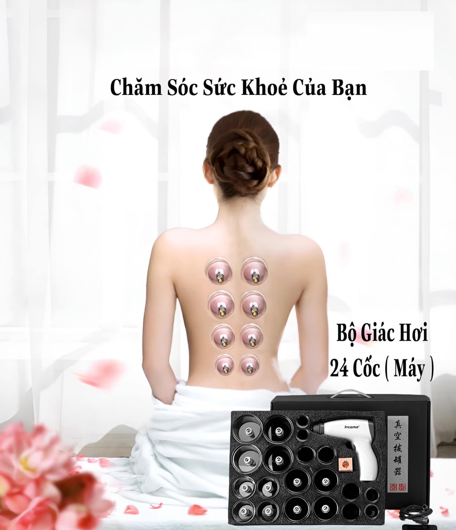 Bộ Giác Hơi Không Dùng Lửa 24 Cốc Massage Chăm Sóc Cơ Thể